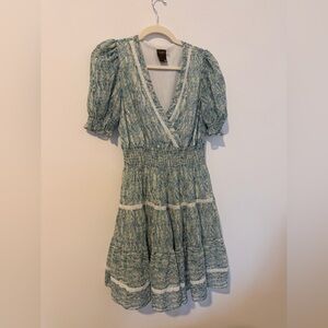 Taylor Green and White Midi Dress